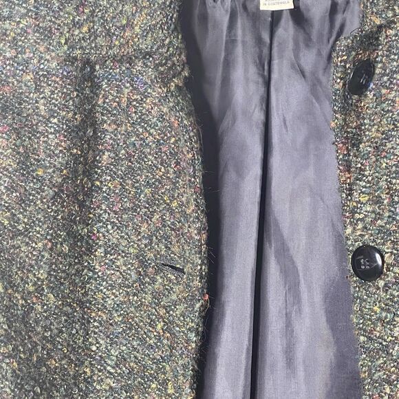 VTG Sag Harbor Green Tweed Blazer Jacket Sz 10 Lined Four Buttons Shoulder Pads - Picture 6 of 9